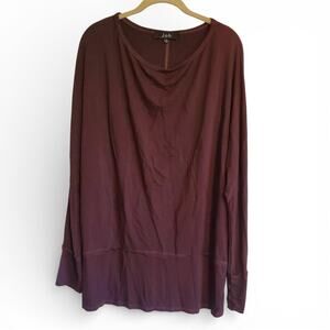 JOH Chocolate Brown Jersey Knit Long Sleeve Tunic Top Women's Size Large